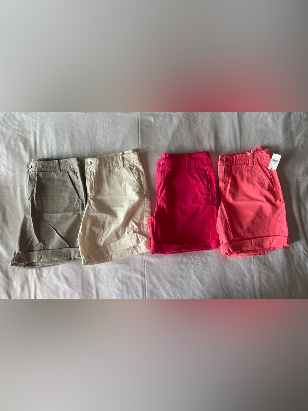 Gap Boyfriend Roll-Up Chino Shorts Bundle - Sizes 2 & 4 Khaki Pink Coral